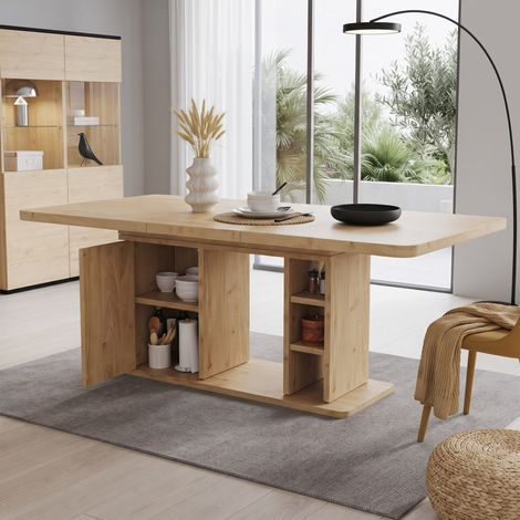 Table à manger extensible 140-180 x 80 cm pour 6 à 8 personnes en MDF décor bois