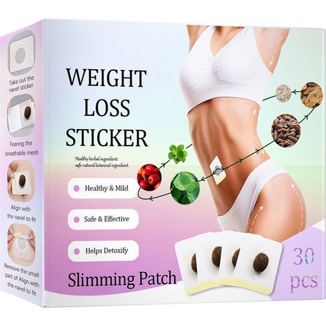 30 autocollants minceur détox pour nombril, patch amincissant abdominal, correcteur ventre plat, soin ciblé silhouette. (1/5)