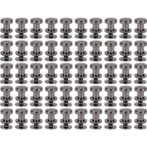 Lot de 50 rivets à tête plate pour cuir, dos rond en métal, pour la maroquinerie, 8 mm, alliage de zinc noir. (1/5)
