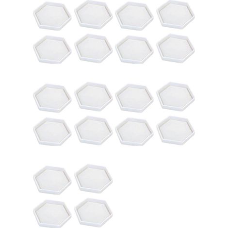 Lot de 20 moules hexagonaux en silicone pour sous-verres, moules en résine silicone, moules transparents en résine époxy, pour le moulage de résine et le béton. (1/5)