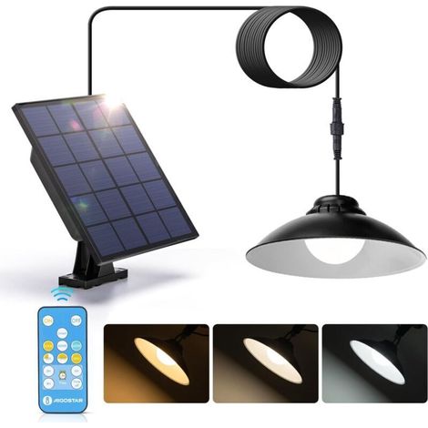Solar lamp for außen 50W LED Solar light Aussen mit mit Fernbedienung IP65 Solar Außenleuchte einstellbare Farbtemperatur 3000K/4000K/6500K, Solar lamp for garden with 3m cable (1/5)
