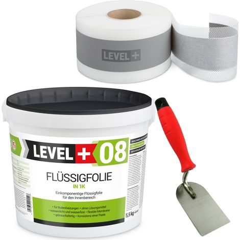 LEVEL+ Dichtset für Duschabdichtung Bad Dichtband Flüssigfolie 5,5kg SET12 (1/3)