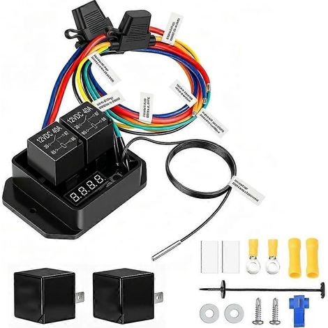 Commande numérique double pour radiateurs électriques, interrupteur thermostatique universel 12 V/24 V, réglable de 40 °C à 110 °C - JBMEDIA (1/4)