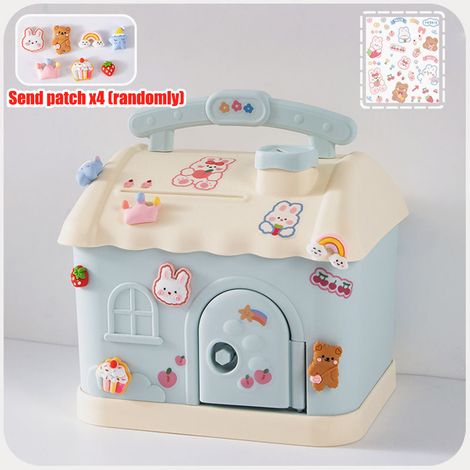 Cartoon-Haus-Spardose mit 3D-Aufklebern, DIY-Aufbewahrungsbox für Kinder und Erwachsene, Spardose für Münzen und Banknoten, Geschenkidee (1/5)