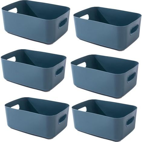 6 Boîte de rangement ,Boîte Organisateur de Placard de Cuisine Paniers de Rangement Boîte en Plastique pour étagère de Salle de bain Boîte en Plastique (6 Bleu, 20x14x7 cm) (1/5)