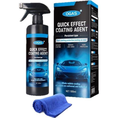Agent de nano-revêtement automobile OGAS, revêtement cristallin pour peinture automobile, éclaircissant, détachant, hydrofuge, traitement anti-pluie à action rapide, 500 ml + serviette (1/2)