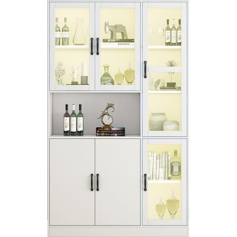 CHICFURN Vitrina biblioteca 120x40x200 cm de MDF blanco con LED USB y estantes ajustables (1/5)