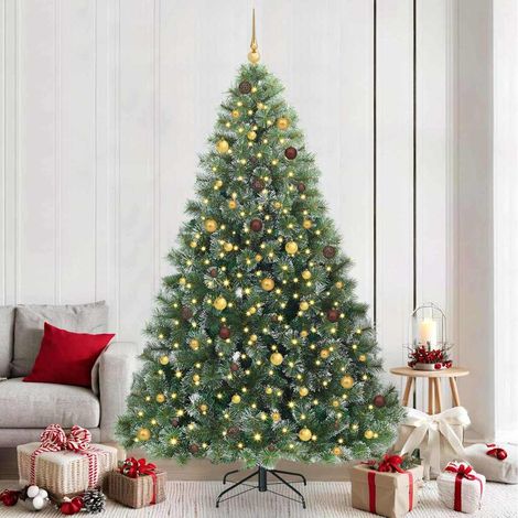 vidaXL Artificial Christmas Tree with 300 LEDs Green 240 cm PE and PVC (1/5)