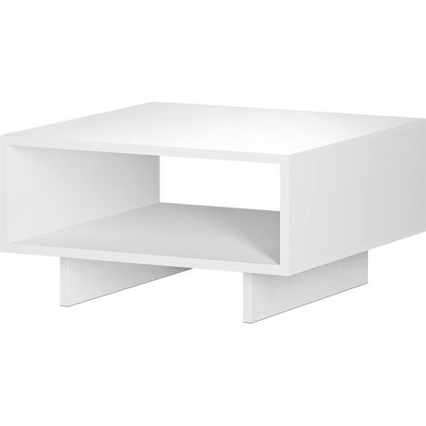 Table basse, table de salon coloris blanc - longueur 60 x profondeur 60 x hauteur 32 cm (1/2)