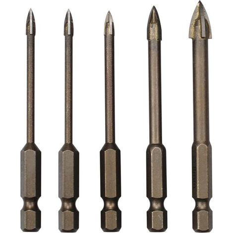 Lot de 5 Triangle Foret Set, Forets pour Carrelage en Carbur, Outil de Forage Universel Efficace pour Verre, Carrelage, Béton, Marbre et Céramique(3/4/5/6/8mm) (1/5)