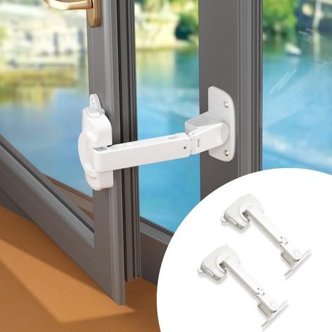 EUDEMON Kindersicherung für Fenster, verstellbarer Fensterbegrenzer, verstellbarer Riegel für Aluminium- und Holzfensterrahmen (Weiß, 2 Stück) (1/5)