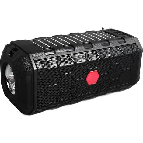 Haut-Parleur Solaire Bluetooth,Haut-Parleur sans Fil avec Radio et Lampe de Poche Lumineuse, Haut-Parleur Extérieur étanche avec Bandoulière,Batterie 1200MAh, Haut-Parleur Portable (1/5)