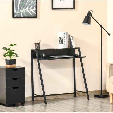 Escritorio compacto con estante y cableado OKMYHOME (1/4)