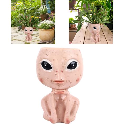 Kreative Blumenvase aus Kunstharz, die ein außerirdisches Wesen mit offenen Augen darstellt, das einer menschlichen Silhouette ähnelt, für Sukkulentenpflanzen (1/5)