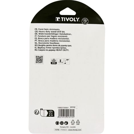 Tivoly • Set da 4 pezzi - 3 punte per legno a 4 taglienti Ø da 20 a 25 mm + 1 prolunga