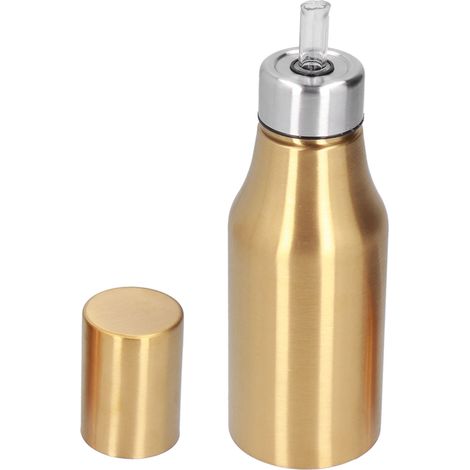 Distributeur d'huile d'olive en acier inoxydable 500 ml, étanche et anti-poussière, carafe à huile d'olive de cuisine dorée (1/5)