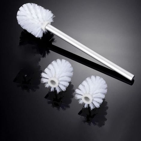 Lot de 3 brosses WC de rechange avec manche Argent 26 cm (1/4)
