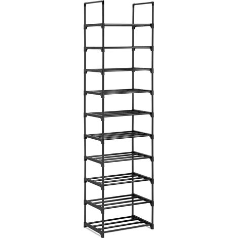 Vertikales Schuhregal mit 10 Ebenen, Mehrzweck-Schuhregal, Metall, Schwarz (1/5)
