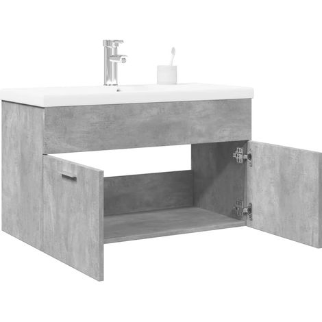 Waschbeckenunterschrank mit Einbaubecken Betongrau