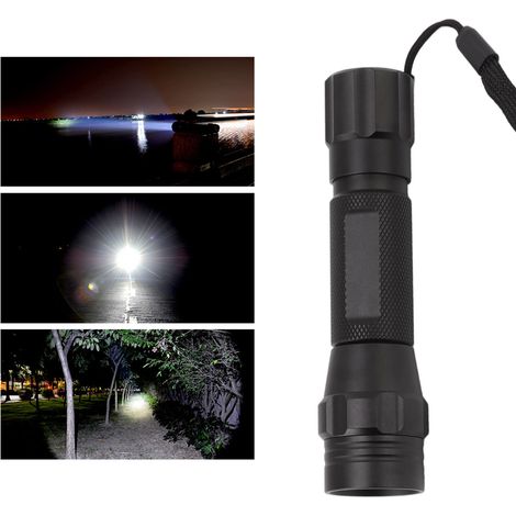 Lampe torche LED, lumière blanche, portable, idéale pour le camping, la chasse et la pêche en extérieur. (1/5)