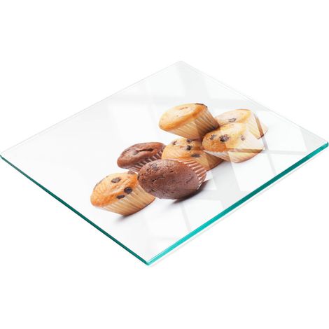 Tabla de cocina de vidrio templado con dise帽o decorativo de magdalenas, 60 x 52 cm. (1/5)