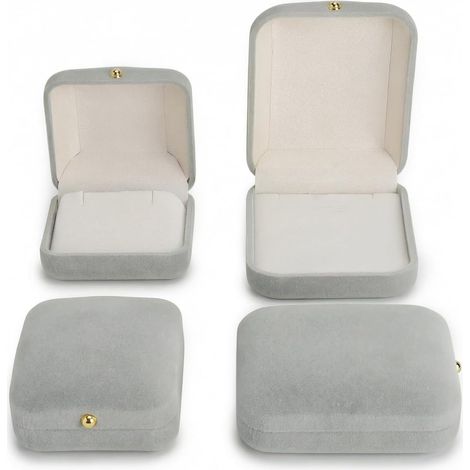 2 pièces Boîte Cadeau Bijoux, Petite Boîte à Bijoux en Velours, Boîte à Chaîne, Petite Boîte à Bijoux, Étui à Bijoux, Boîte à Bijoux en Flanelle Gris Clair pour Collier, Pendentif, Boucle d'Oreille (1/5)