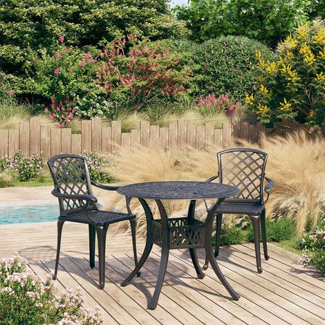 Ensemble de bistro 3 pcs-Salon de jardin bistro Aluminium coulé Noir 740165 (1/5)