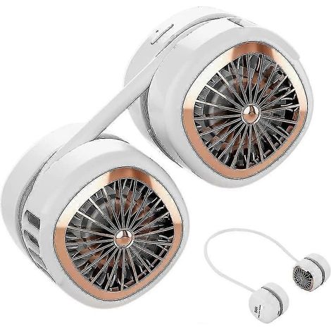 Ventilateur de cou mains libres, mini ventilateur personnel portable rechargeable USB, avec sangle de cou, ventilateur rafraîchissant, mini ventilateur USB à suspendre (blanc, 1 pièce) (1/4)
