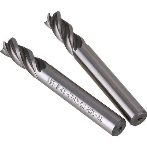 Fraise en bout à queue droite 8 mm, 4 dents, HSS, outil de coupe pour fraisage CNC, foret métal (1/5)