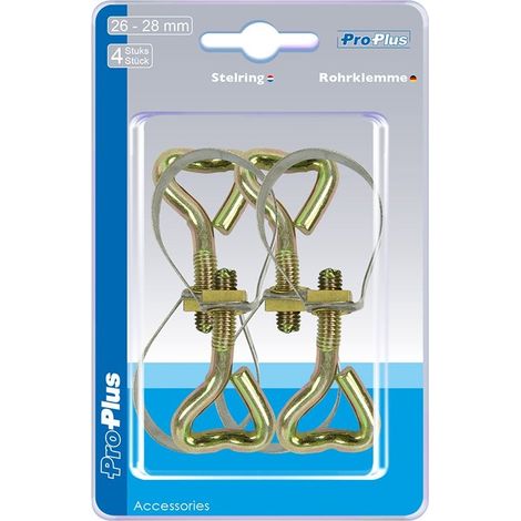 Collier de serrage pour tube 26-28 mm, 4 pièces sous blister