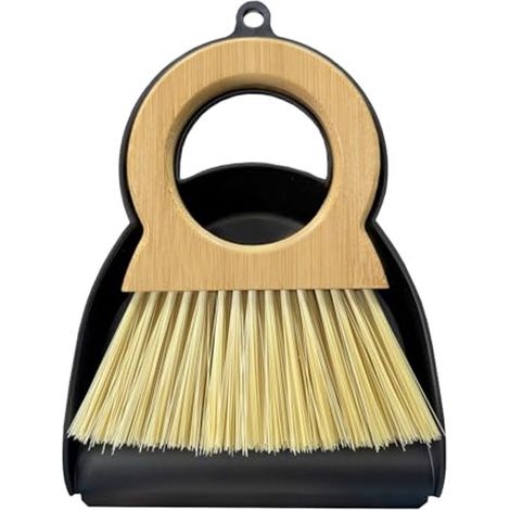 Mini Kehrbesen Set Kompaktes Reinigungsset mit Bambusstiel und Mini Kehrschaufel für Arbeitsplatten, Tische und Schreibtische Kleine Kehrschaufel (1/4)