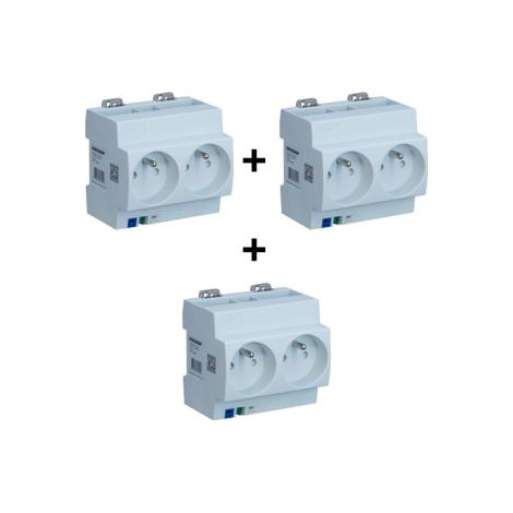 Digital Electric - LOT de 3 Prises modulaire double 2P+T 16A 250V - Ru00e9f. : 04564x3 (1/3)