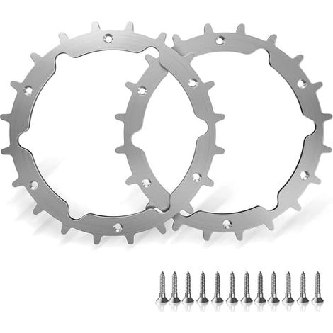 KLVGTIFS PU - 2 roues en acier inoxydable pour tondeuse Gardena Sileno City, sans bavures et polies, diamètre 212 mm, avec 12 vis en acier, pour une meilleure adhérence. (1/5)