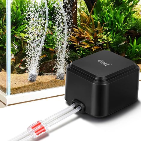 Pompe à Air Silencieuse pour Aquarium  30 dB avec 2 Sorties d'air d'aération Silencieuse Extrêmement Puissante avec Accessoires Max 80GPH/160GPH/255GPH (3.5 W pour 454LPH) (1/5)