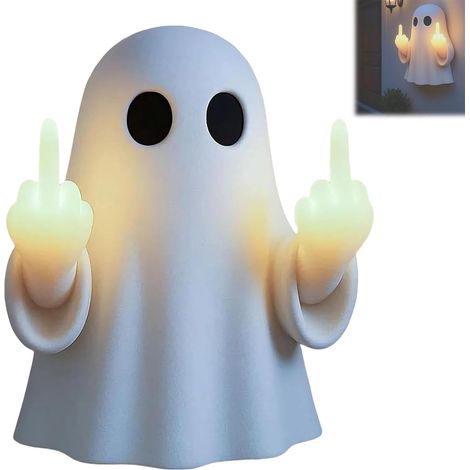 Lampe LED Fantôme Doigt d'honneur, Figurine Fantôme Doigt d'honneur d'halloween, Lampe LED Amusante, Décoration Murale for Chambre À Coucher, Décoration De Fête (1/5)