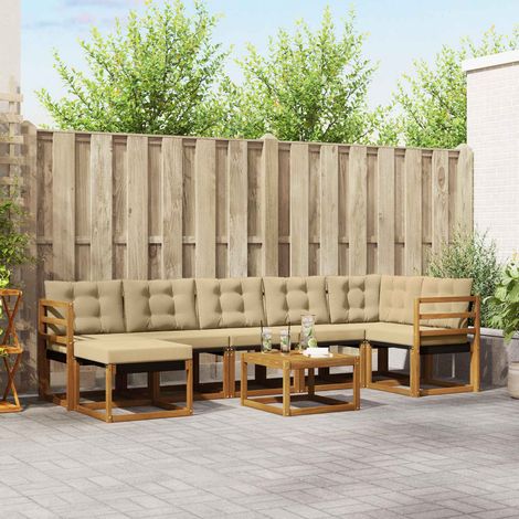 vidaXL Outdoor-Sofagarnitur mit Kissen 8 pcs Natur und Beige (1/5)