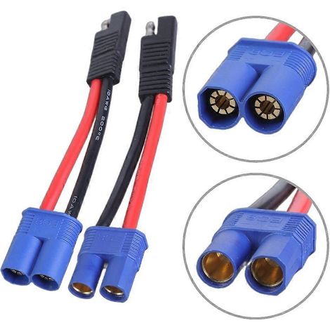 1 jeu de câbles d'alimentation EC8 mâle et femelle vers SAE, fil silicone 10 AWG avec adaptateur (1/4)