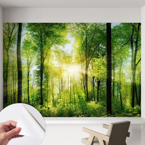 Carta da parati autoadesiva - impermeabile - murale da parete - decorazione murale - Armonia boschiva 152x104 cm (1/5)