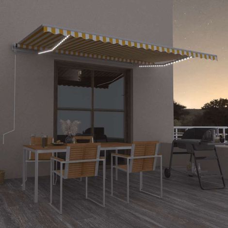 Toldo automático LED sensor de viento amarillo/ 500x300cm