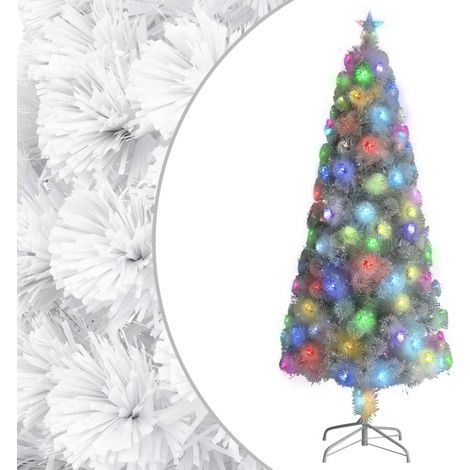 Künstlicher Weihnachtsbaum mit Beleuchtung Weiß 210cm Glasfaser