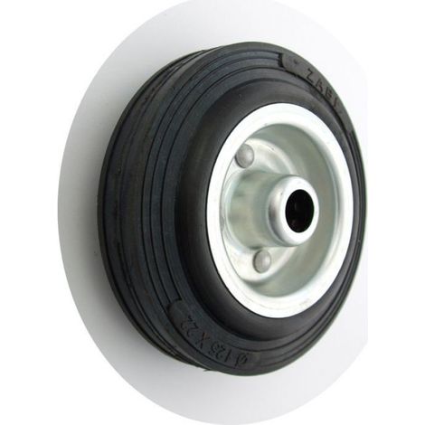 Roue Métal-Caoutchouc - 125 mm - Sans Boîtier - Roulement À Rouleaux - Charge 80 kg - Lot De Montage