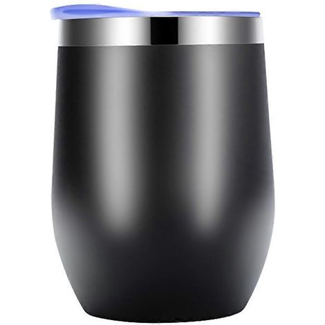 Tasse coquille d'œuf, tasse isotherme double paroi en acier inoxydable noir-- (1/5)