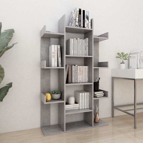 808904 vidaXL Book Cabinet Concrete Grey 86x25,5x140 cm Engineered Wood (1/5)