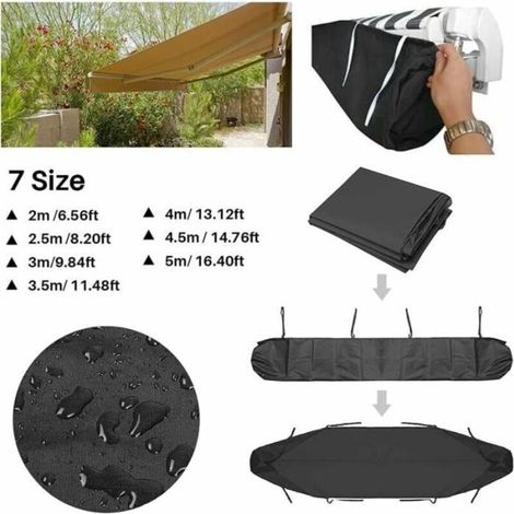 Housse de Protection pour Store Banne 3m - noir, AntiPoussière et Imperméable (Extérieur noir, intérieur argenté) (1/5)