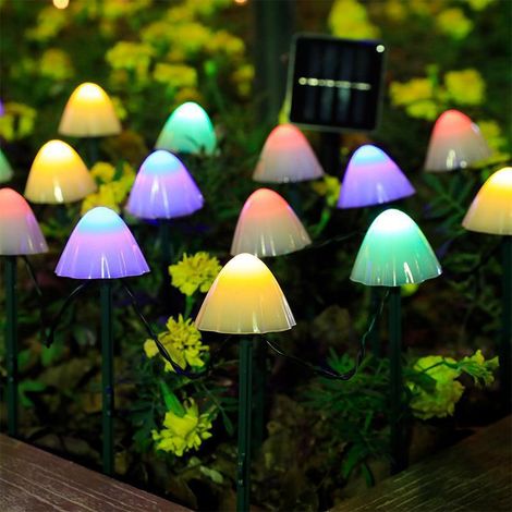 5 mètres 20 lumières Guirlande lumineuse solaire prise de terre guirlande lumineuse champignon (1/4)
