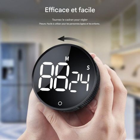 Minuteur Numérique - Écran LED Grand Format - Aimant Intégré - Pour Cuisine Et Bureau - 1 Pièce (1/5)
