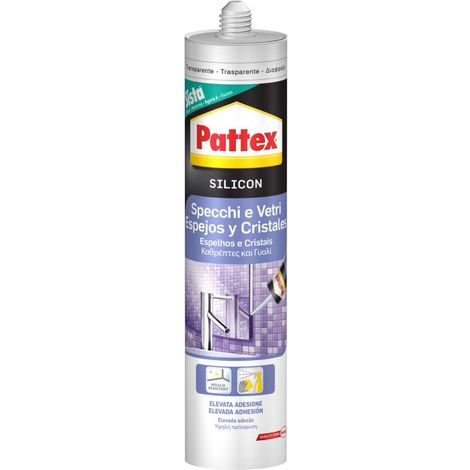 Pattex Sigillante Silicone Neutro per Vetri e Specchi, Neutro per Sigillare e Incollare Specchi, Vetro e Muro, Vetro e Metallo, Vetro e Legno, Vetro e Vetro, Colore Trasparente, Cartuccia da 290 ml (1/3)