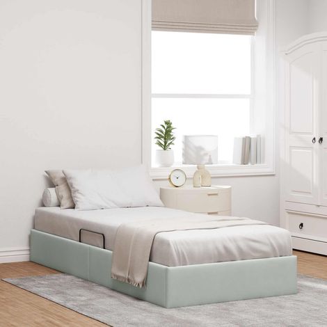 Estructura de Cama Ottoman Gris Claro 90 x 200 cm Terciopelo