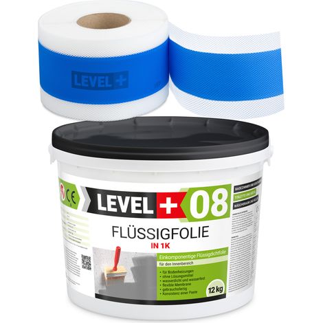 LEVEL+ Dichtset für Duschabdichtung Bad Dichtband Flüssigfolie 12kg SET105B1 (1/4)