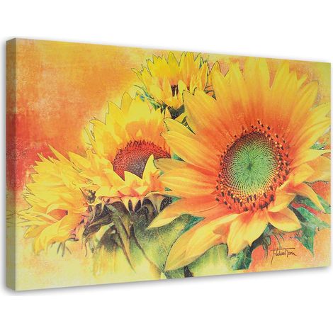 Tableau sur toile, Tournesols, peint à la main - 60x40 (1/5)